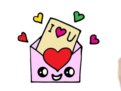 Cómo dibujar una carta de amor kawaii | Dibujo del dia de San Valentin