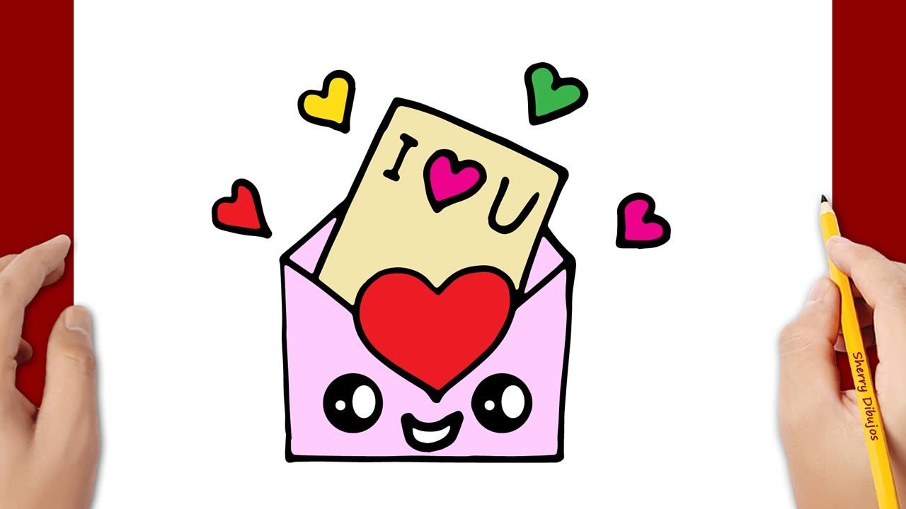 Cómo dibujar una carta de amor kawaii | Dibujo del dia de San Valentin