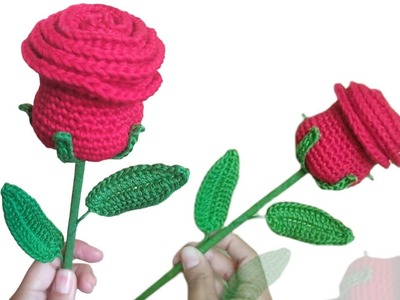 Rosa Tejida a Crochet Fácil de realizar, Crochet para principiantes, crochet rose english subtitles