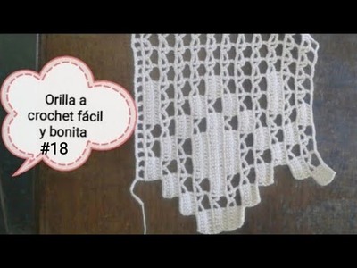 Orilla a crochet #18  fácil de hacer para mantel o servilletas El paso a paso