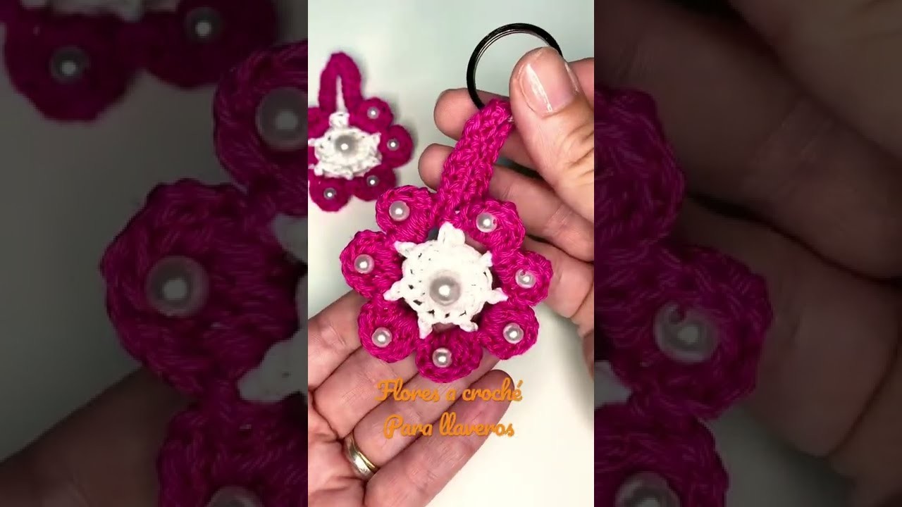Crochet fácil flores llaveros #shorts #comotejer #crochettutorial
