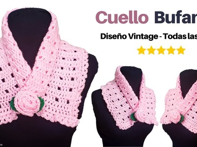 Tejidos a Ganchillo | Cuello Bufanda a Crochet diseño Ochentero Fácil de tejer