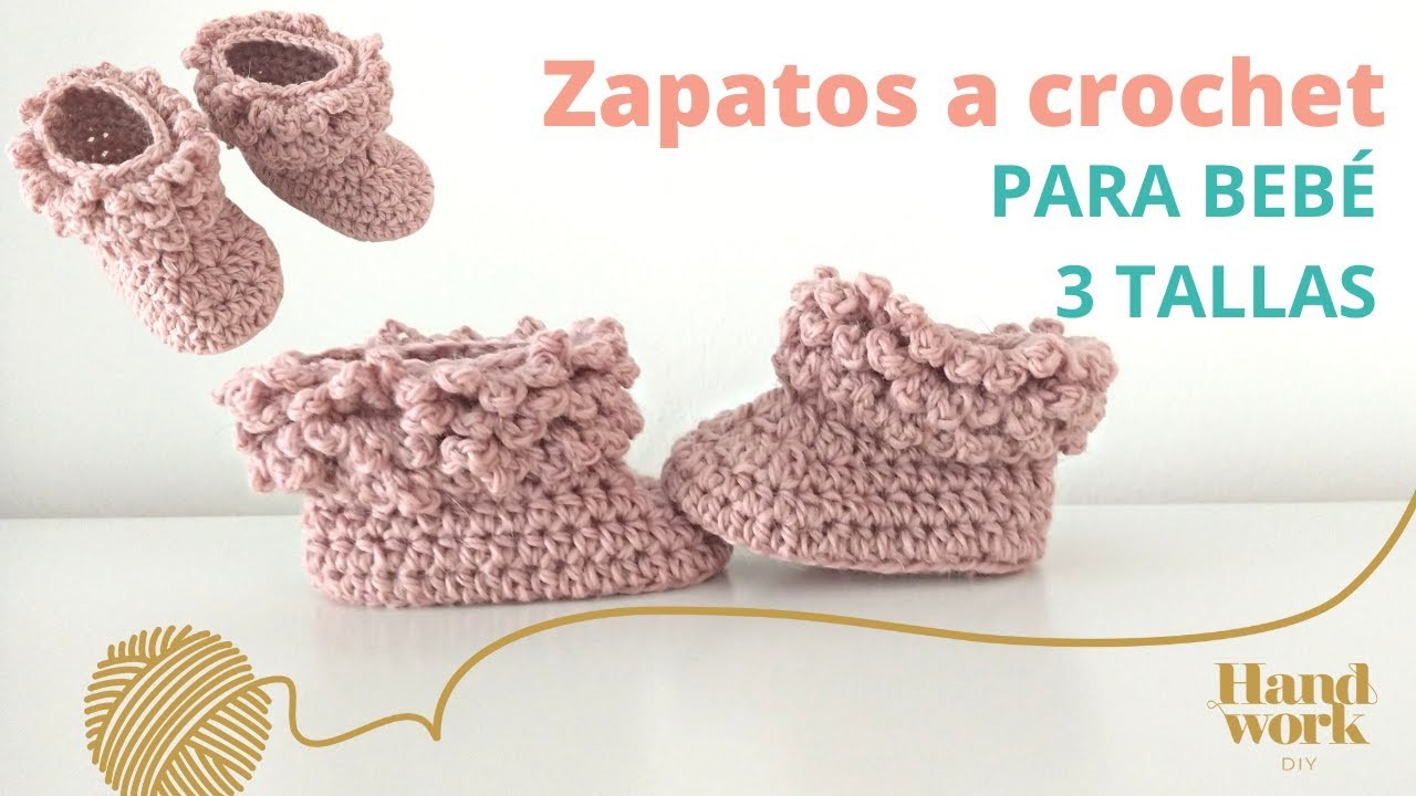 Zapatos a Crochet para bebé tejido en punto bucle en  3 tallas