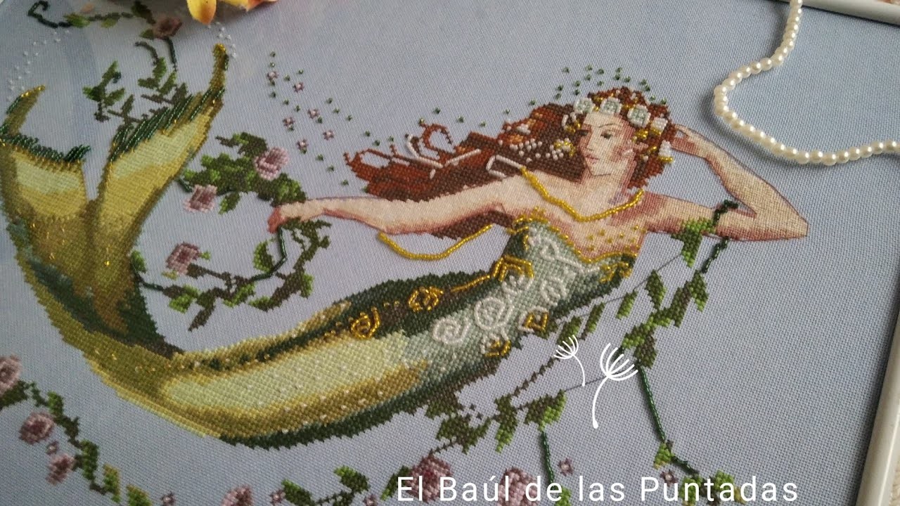 #flosstube #mirabilia #stitchwithme  Emerald Mermaid finished