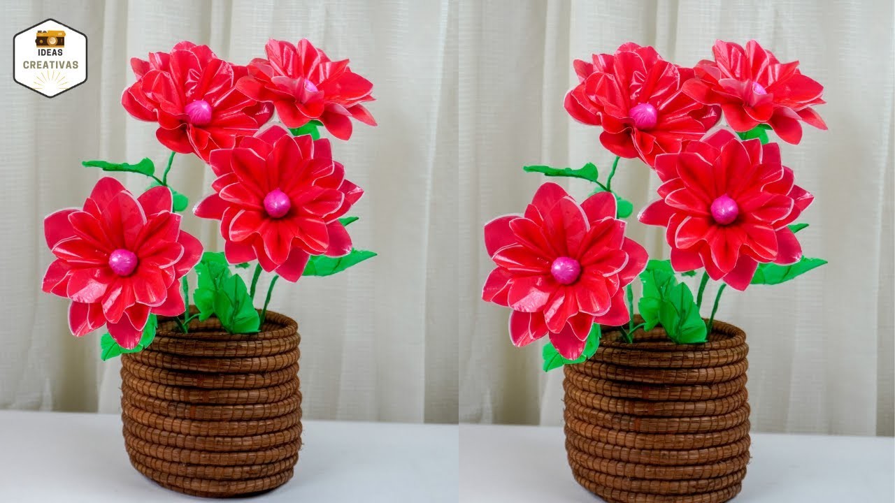 Flores fácil de hacer con bolsa de plástico