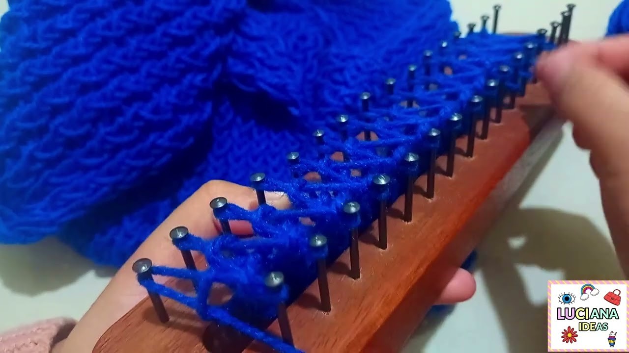 ¿Cómo hacer una bufanda con un bastidor de madera? - BUFANDA BÁSICA FÁCIL, PASO A PASO