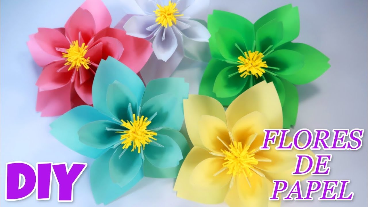 Diy Flores de papel fáciles, sencillas y rápidas, tutorial paso a paso, origami, como hacer una flor