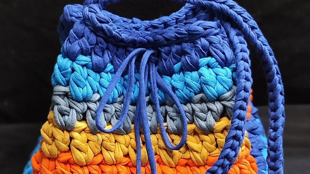Crochet fácil Bolsa morral de colores trapillo