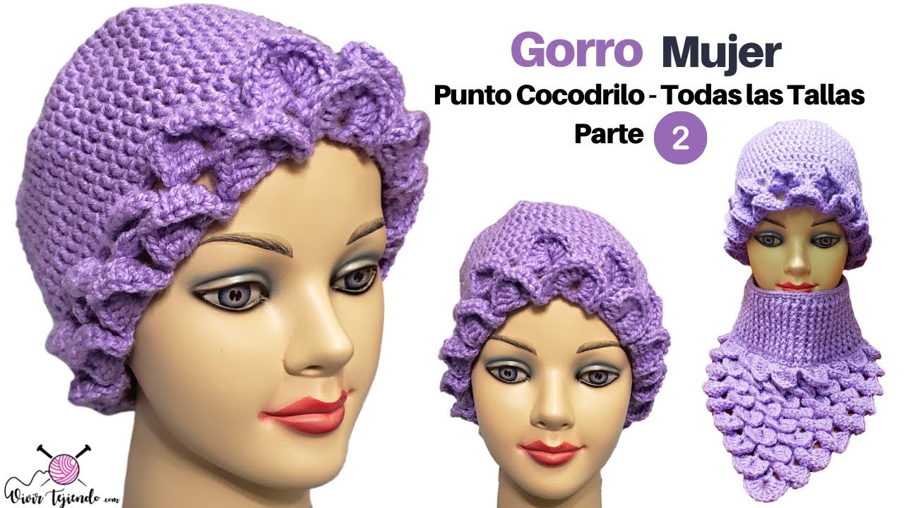 Aprende a Tejer a Ganchillo   Gorro a Crochet con Punto Cocodrilo Part 2