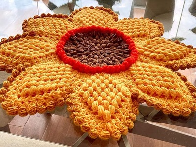 Como hacer Flores Gigantes a Crochet Girasoles para Centros de mesa