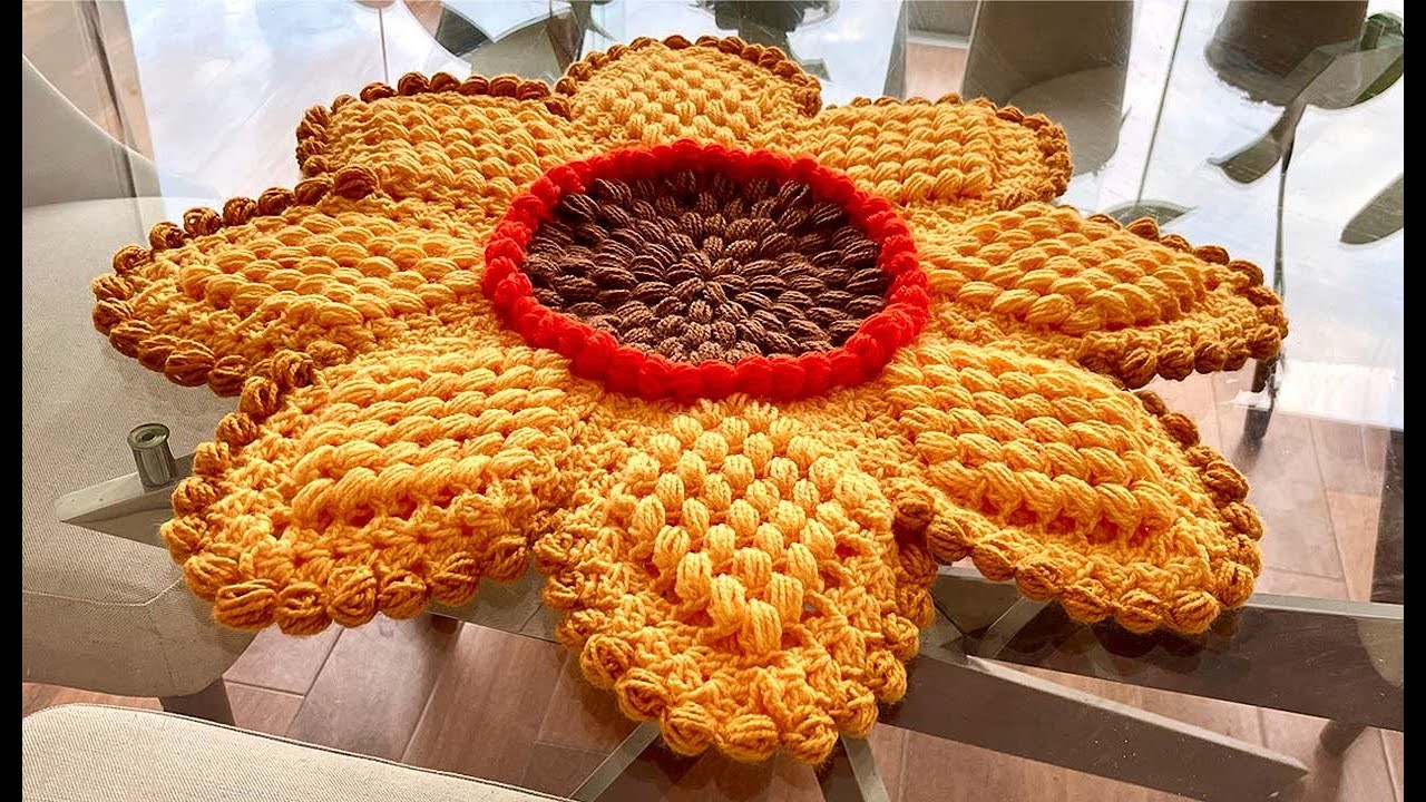 Como hacer Flores Gigantes a Crochet Girasoles para Centros de mesa