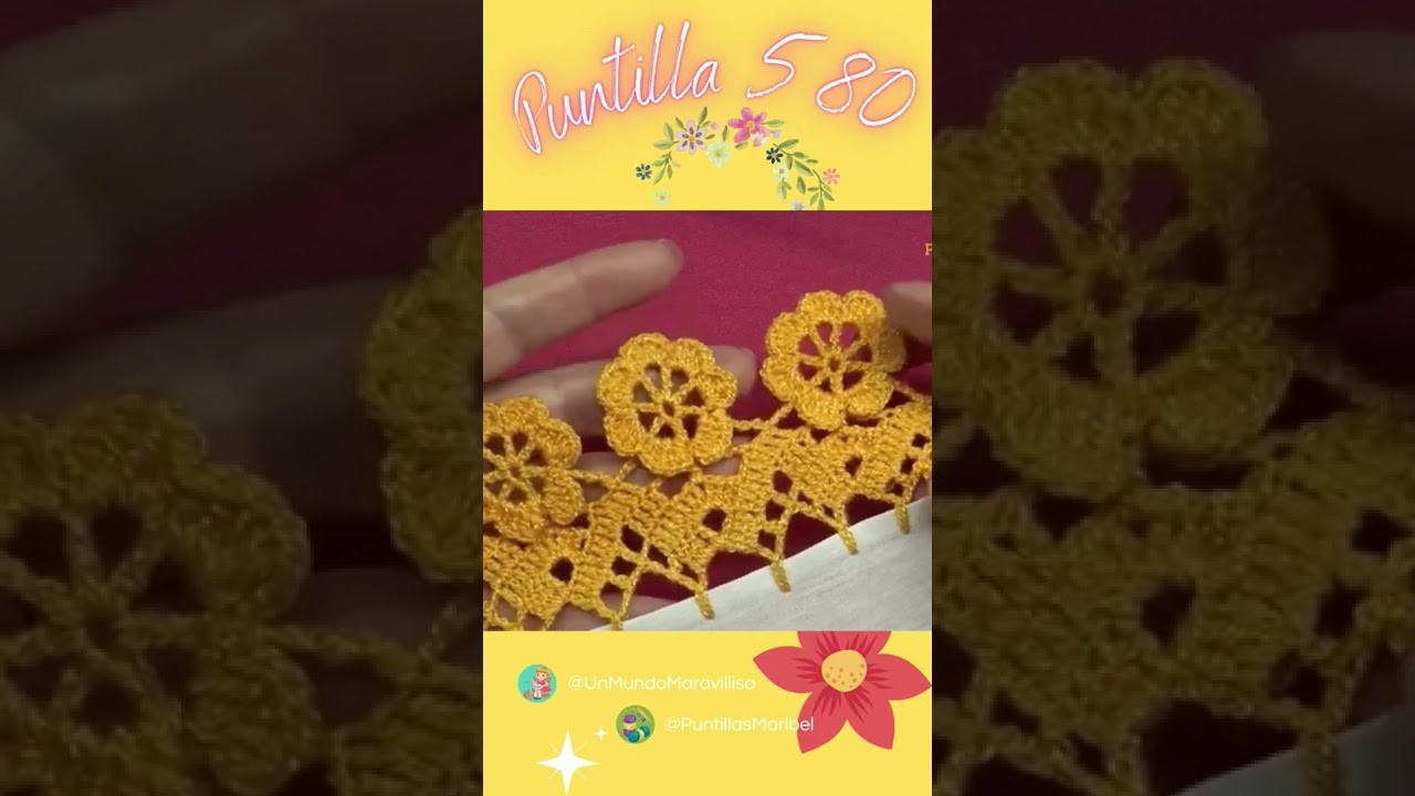 PUNTILLA DE FLORES #Crochet #PuntillasFaciles #PuntillasMaribel #DIY #Puntillas