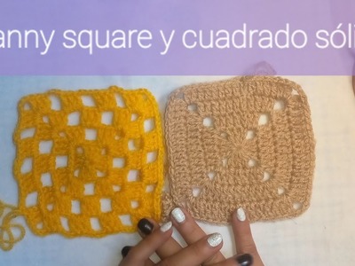 Como hacer un granny square o cuadrado de la abuela y un cuadrado sólido. Crochet o ganchillo
