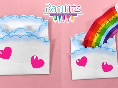 DIY - TARJETA ARCOIRIS con UNA sola HOJA DE PAPEL -  cualquier ocasión -  Rainbow Greeting Card!