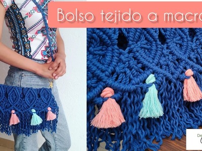 Bolso rombos tejidos a macramé