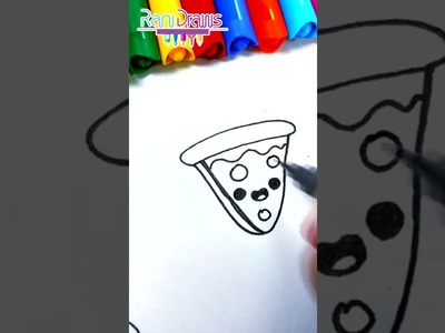 Cómo dibujar una PIZZA KAWAII en menos de 1 minuto - dibujos rápidos y fáciles para principiantes