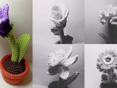 Flor campanilla en maceta a crochet | Crochet Bellflower flower in pot