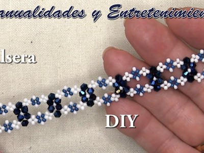 DIY - Pulsera Flores Azules