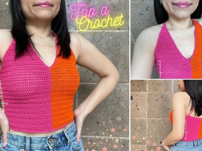 Top Bicolor a Crochet | Fácil | Diestra