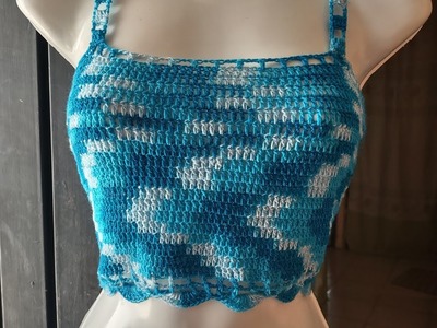 Hermoso top tejido a crochet paso a paso súper fácil y rápido.