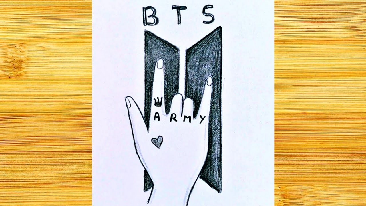 How to draw the BTS Army symbol. How to draw a hand with BTS Army. Easy drawings