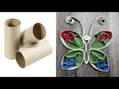 Hacer mariposa con tubos de papel higienico manualidad FACIL  con rollos de papel higienico
