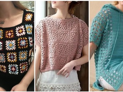 Patrón de blusa bordada de punto de ganchillo de algodón de lujo de diseñador de moda