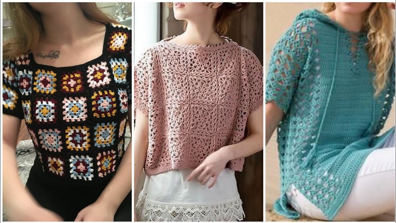 Patrón de blusa bordada de punto de ganchillo de algodón de lujo de diseñador de moda