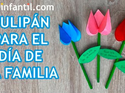 Cómo hacer un tulipán de papel o cartulina ???? Manualidad por el Día de la Familia para niños ????‍????‍????