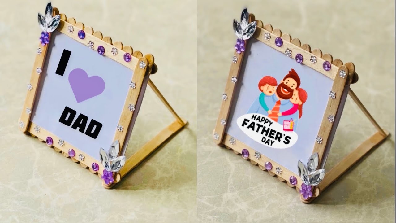 Beautiful Father’s Day Gift idea????| Easy DIY Photo frame| Icecream sticks craft |#shorts #viral #diy