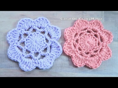 CROCHET TUTORIAL : flor tejida crochet paso a paso (MOTIVO A CROCHET)