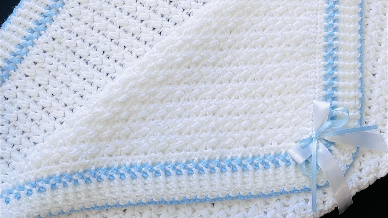 Manta para bebé a crochet paso a paso con punto frijol FÁCIL y RÁPIDO DE TEJER - Crochet for Baby