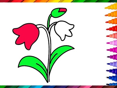 Dibuja y colorea el tulipán????! Dibujos para niños