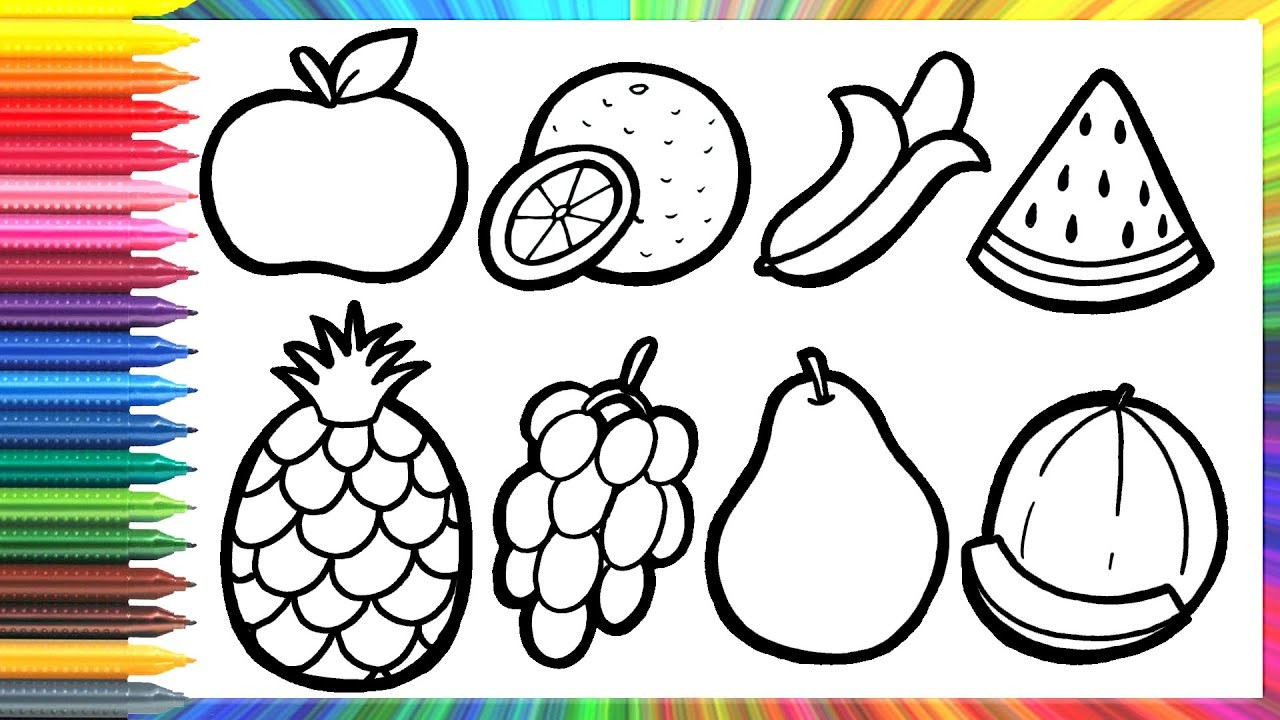 Dibuja y Colorea Frutas.Dibujos Para Niños