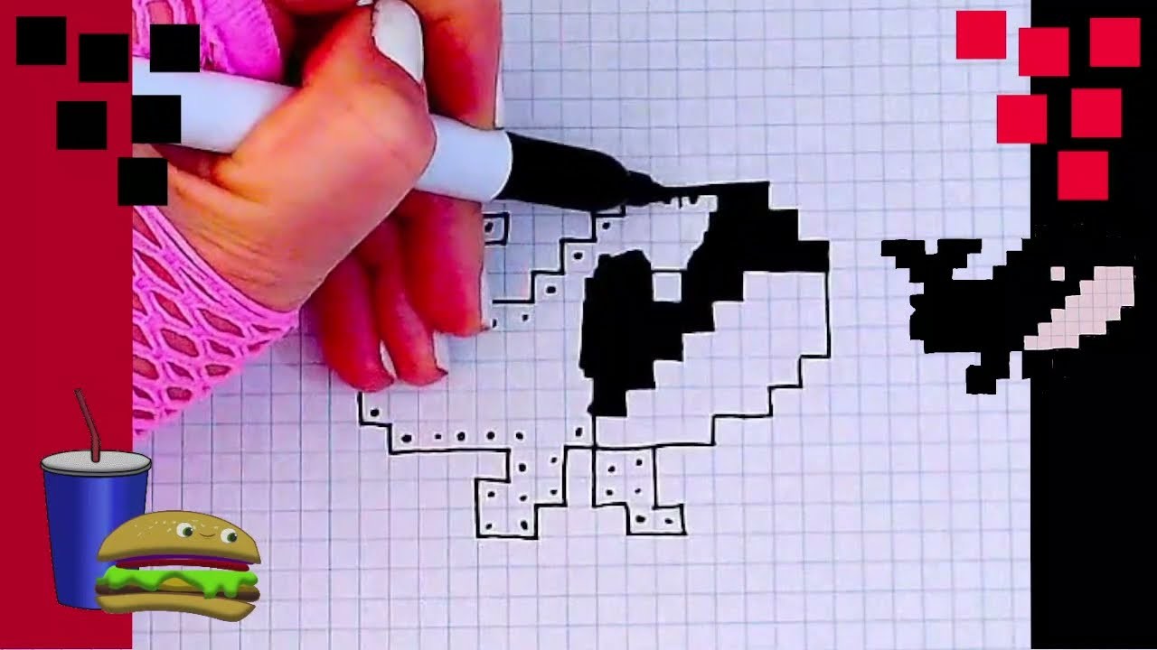 Pixel Art hecho a mano  Como dibujar una ballena paso a paso