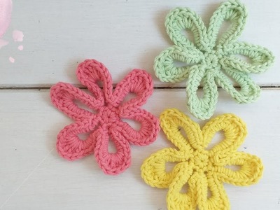 Flores de 6 petalos tejidas a Crochet - Paso a Paso