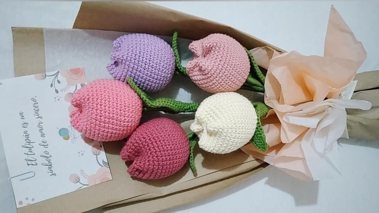 Tulipanes tejidos a crochet fácil | Teji2Sindi ♡
