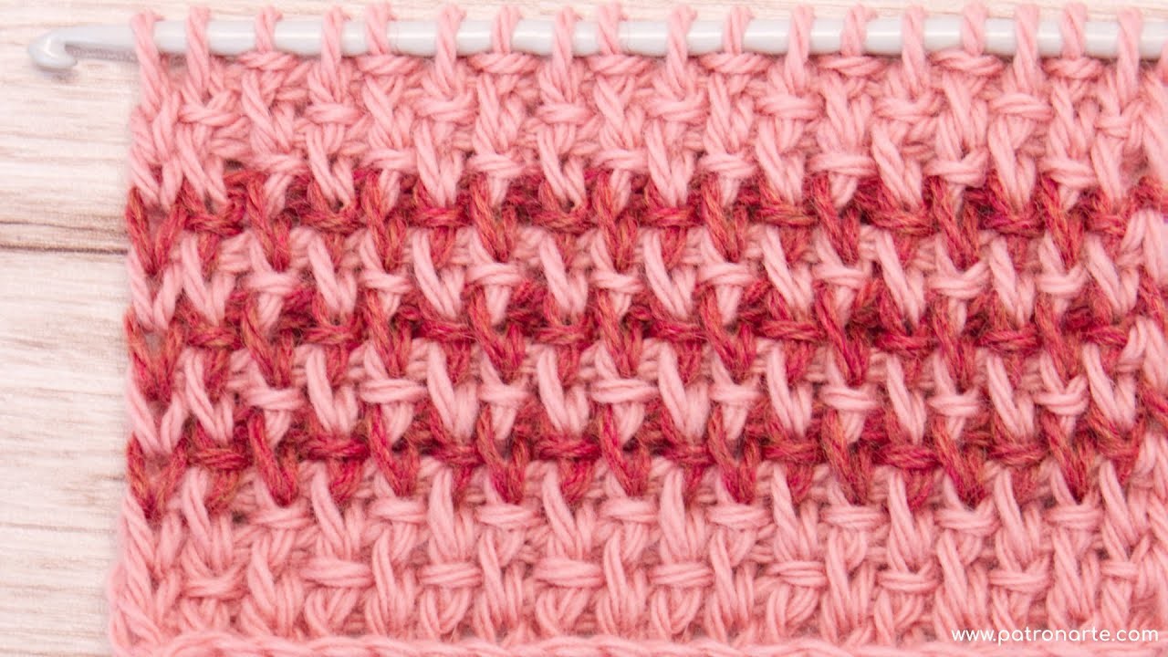 Tutorial Punto Tunecino Raíz Bicolor de Crochet Tunecino | Punto para mantas, bufandas, jerséis. 
