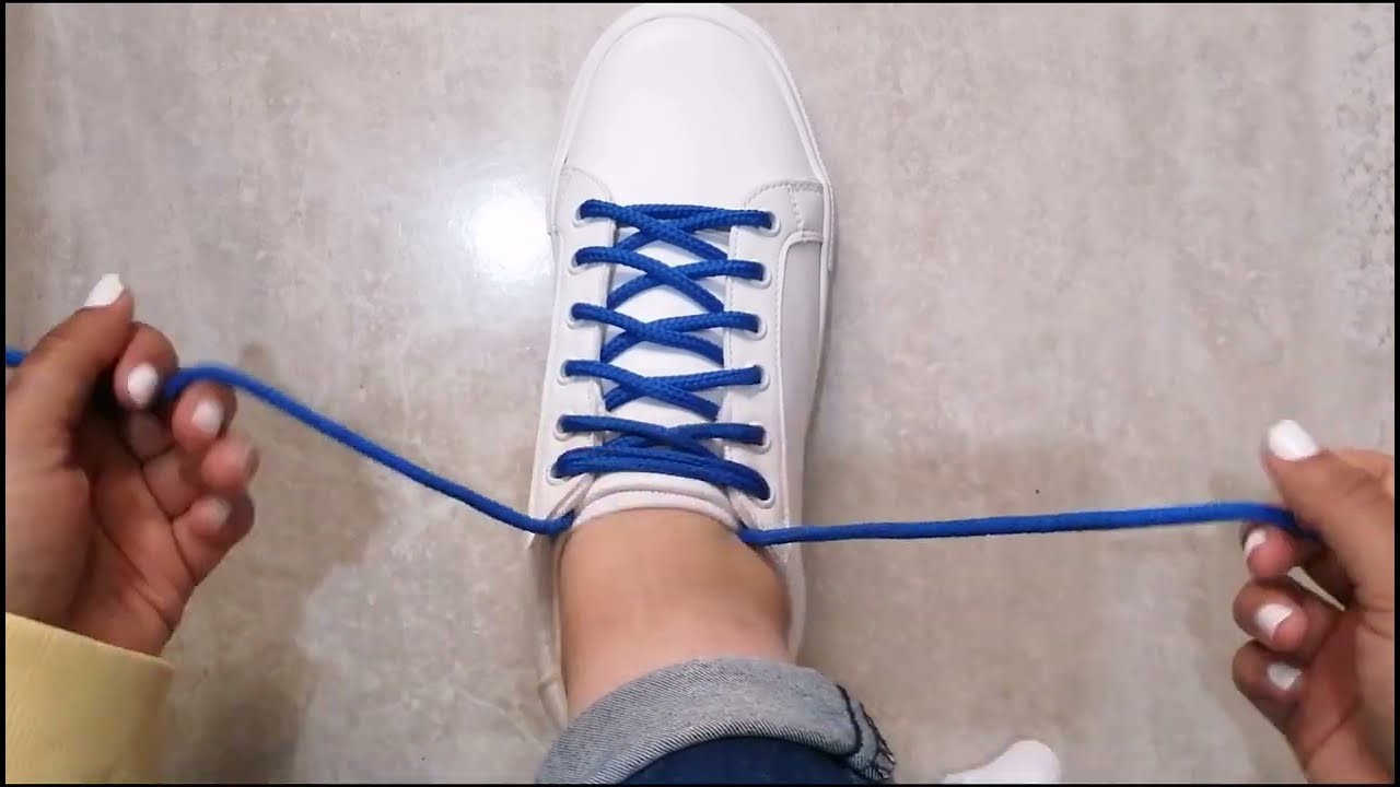 ????2. Cómo atar cordones de zapatos con seis agujeros| cordón azul | Nadia #shoelaces