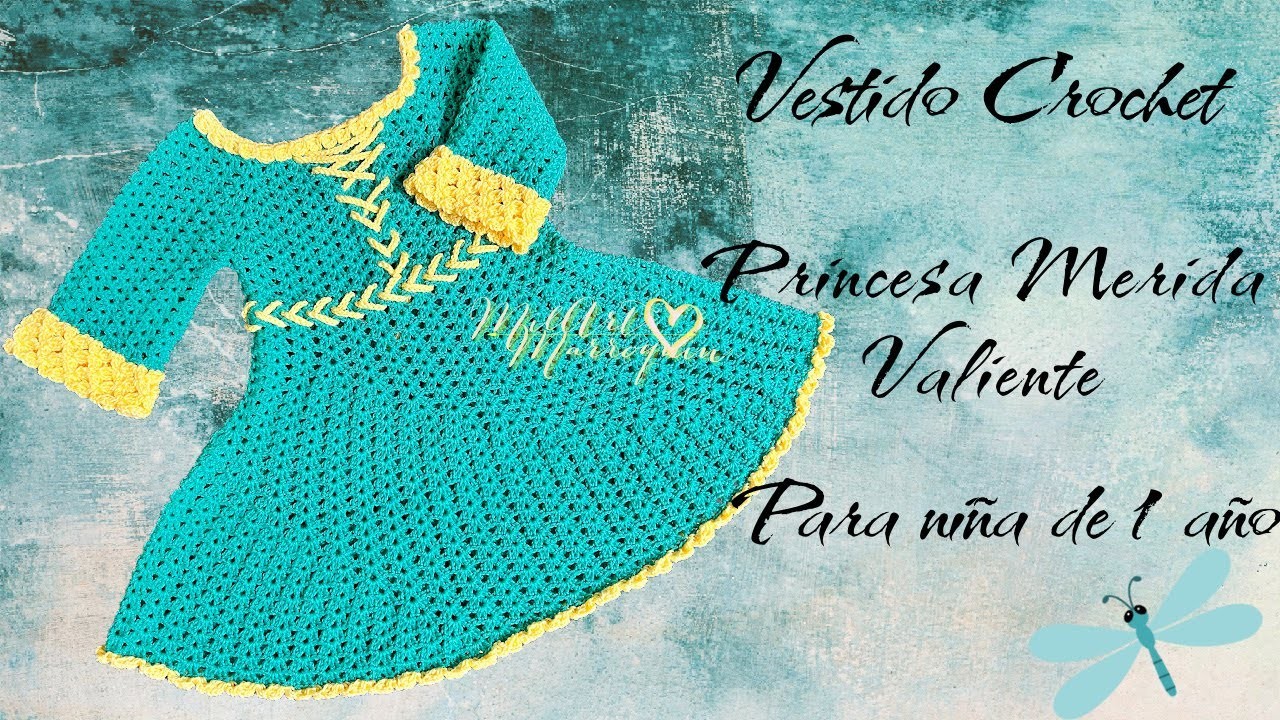 Vestido Crochet Princesa Merida Valiente ( )