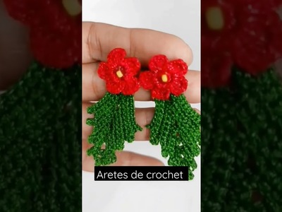 #aretes #crochet #ganchillo #hechoamano #tejido #aprendercrochet #chaquiras #mostacillas