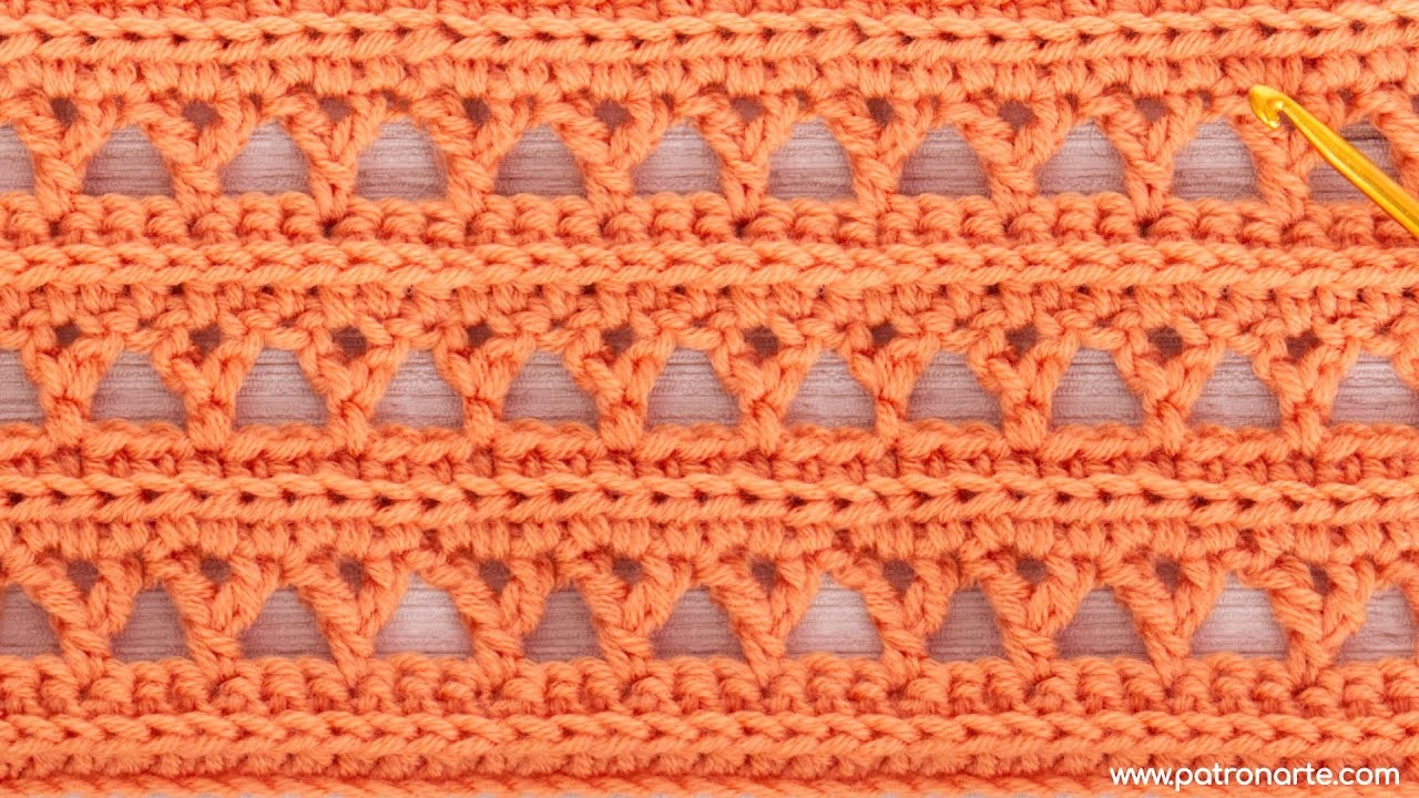 Patrón Punto Y encadenado de Crochet Ganchillo un Punto Calado Fácil, Rápido y Original
