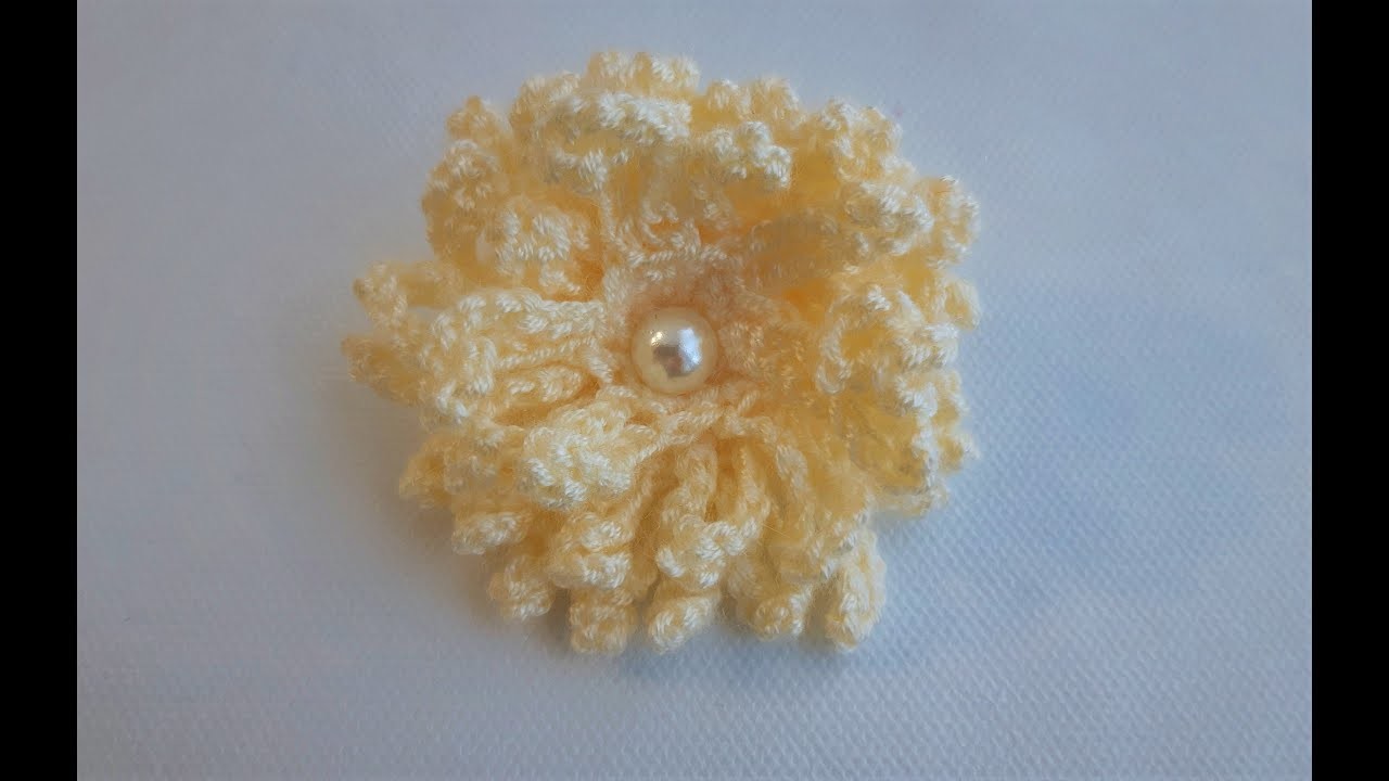 Flor a crochet 8 cm de largo flor para diademas bolsos gorritos etc, rápida y muy fácil de tejer