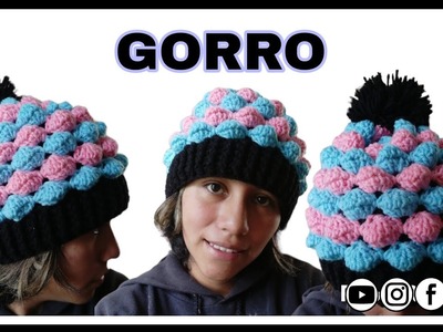 Gorro tejido a CROCHET en punto burbuja ✨ en todas las tallas