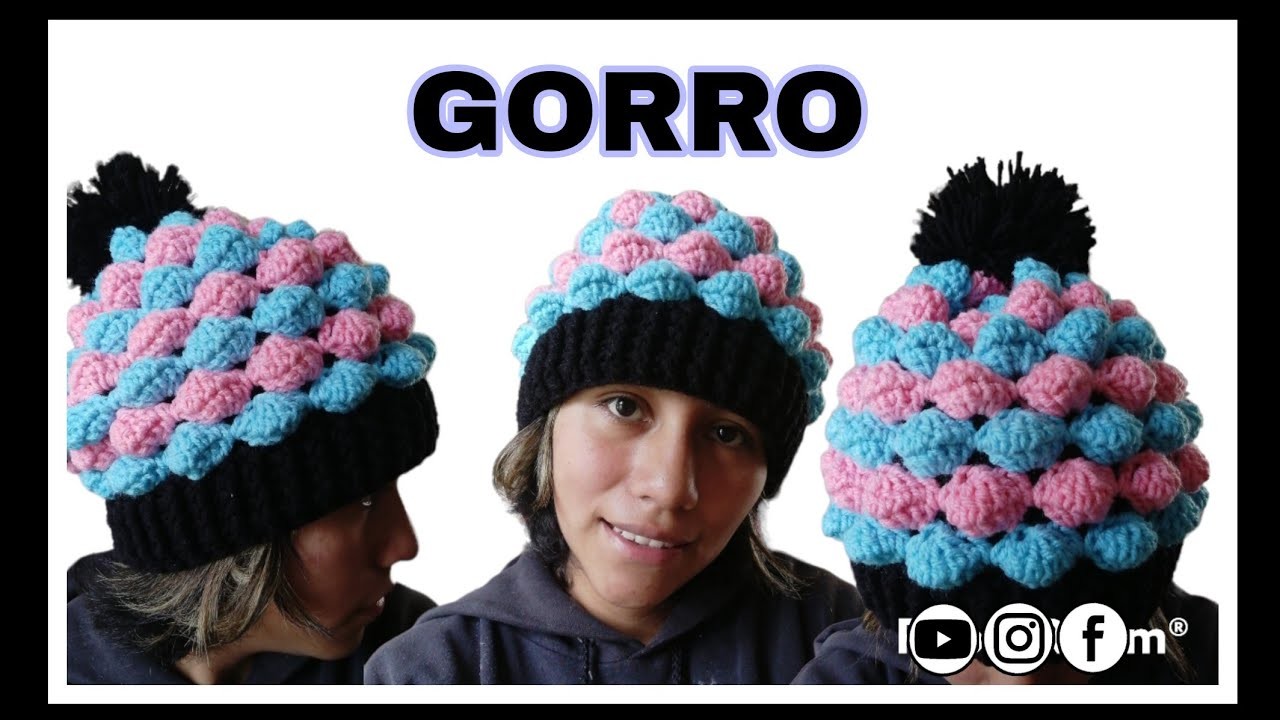 Gorro tejido a CROCHET en punto burbuja ✨ en todas las tallas