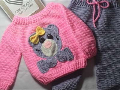 Sueter Tejido a Crochet para bebe de 3 a 6 meses Paso a paso.2 Parte