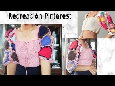 Blusa corta con mangas granny y circulo ----- recreación Pinterest crop top