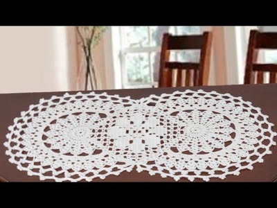 Caminito de mesa tejido a crochet con dos carpetas(vídeo 1)paso a paso