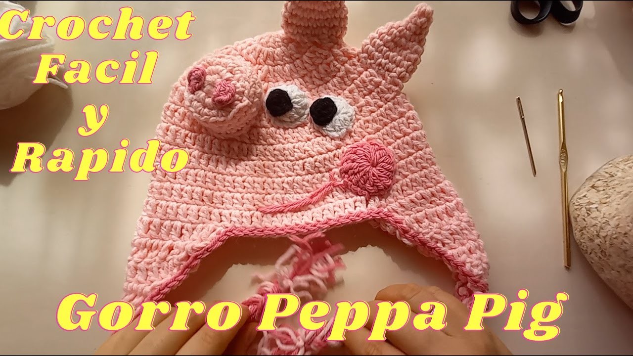 ????Crochet fácil  GORRO DE Cerdito Peppa Pig ???? ideal para vender paso a paso ????