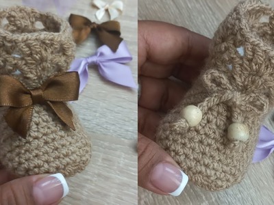 Zapatitos a crochet para recién nacido #tejidosbebe #crochet